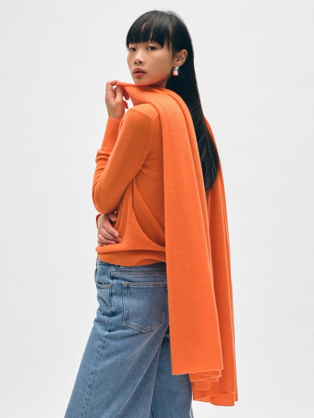 White + Warren Cashmere Travel Wrap Bright Orange 4547T